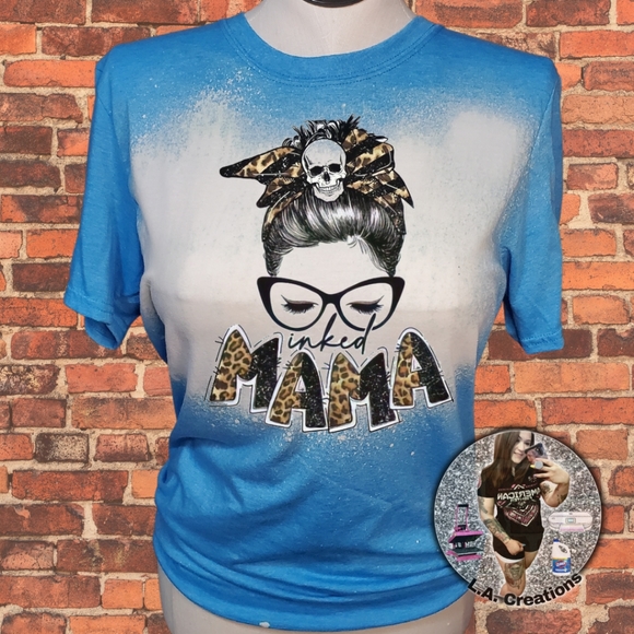 Mama Bleached Tee, Inked Mama, Tattooed Mama S-3X - Picture 1 of 2
